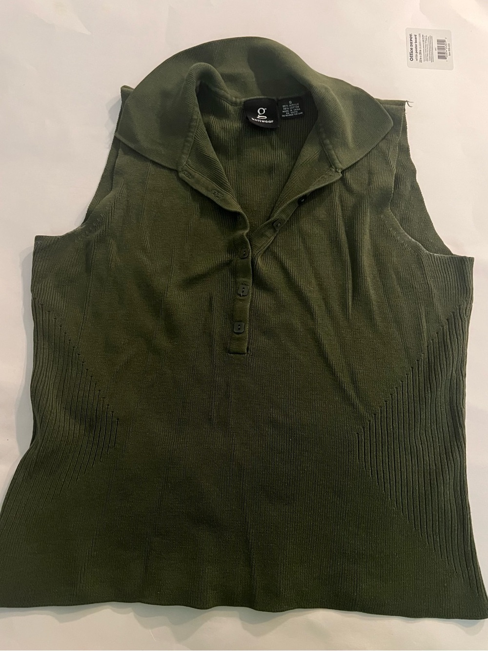 G knitwear Olive Green Ribbed Polo Tank